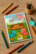 Baby-Dinosaurier Malbuch 20 Ausmalbilder PDF Download digital – Mockup-Ansicht