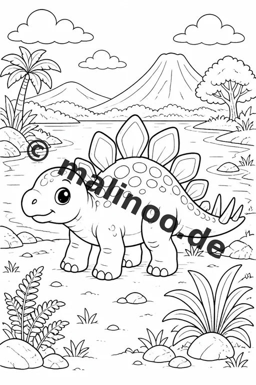 Baby-Dinosaurier Malbuch 20 Ausmalbilder PDF Download digital – Vorschaubild 5