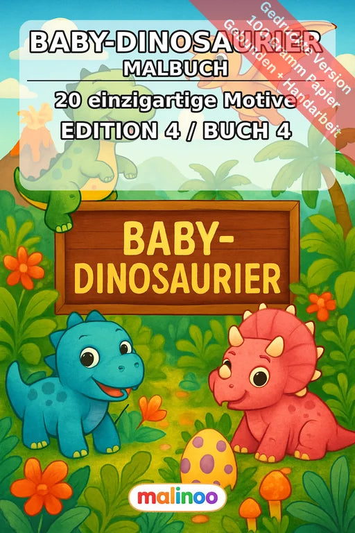 Baby-Dinosaurier Malbuch 20 Ausmalbilder gedruckt und gebunden – Cover