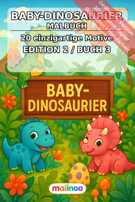 Baby-Dinosaurier Malbuch 20 Ausmalbilder gedruckt und gebunden – Cover