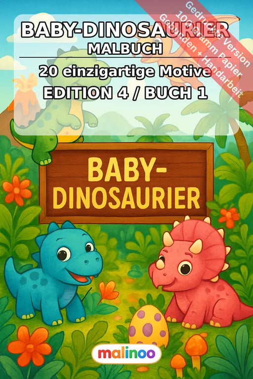Baby-Dinosaurier Malbuch 20 Ausmalbilder gedruckt und gebunden – Cover