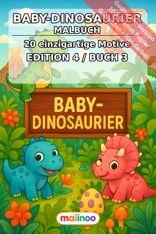 Baby-Dinosaurier Malbuch 20 Ausmalbilder gedruckt und gebunden – Cover