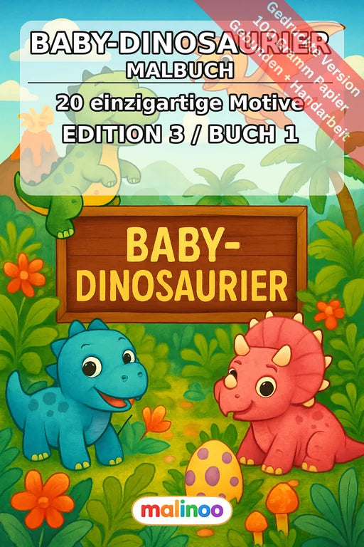 Baby-Dinosaurier Malbuch 20 Ausmalbilder gedruckt und gebunden – Cover