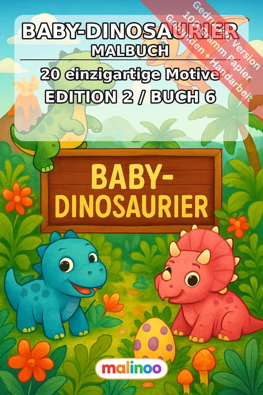 Baby-Dinosaurier Malbuch 20 Ausmalbilder gedruckt und gebunden – Cover
