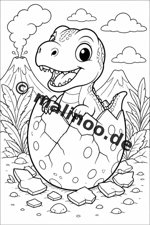 Baby-Dinosaurier Malbuch 20 Ausmalbilder gedruckt, ungebunden – Vorschaubild 1