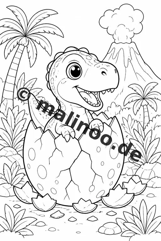 Baby-Dinosaurier Malbuch 20 Ausmalbilder gedruckt, ungebunden – Vorschaubild 1