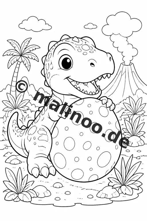 Baby-Dinosaurier Malbuch 20 Ausmalbilder gedruckt, ungebunden – Vorschaubild 2