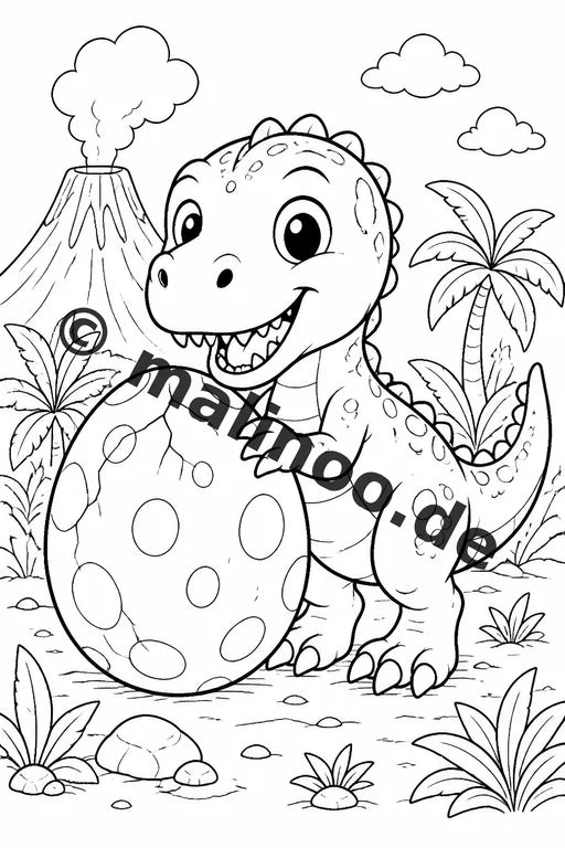 Baby-Dinosaurier Malbuch 20 Ausmalbilder gedruckt, ungebunden – Vorschaubild 2