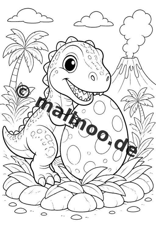 Baby-Dinosaurier Malbuch 20 Ausmalbilder gedruckt, ungebunden – Vorschaubild 2
