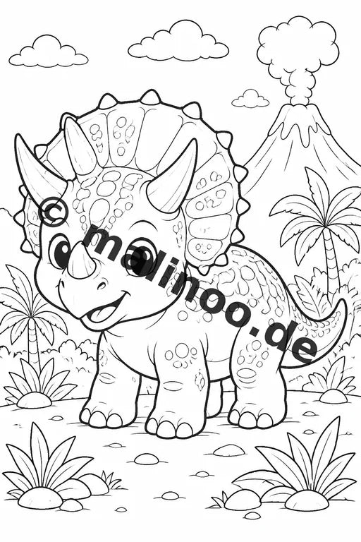 Baby-Dinosaurier Malbuch 20 Ausmalbilder gedruckt, ungebunden – Vorschaubild 4
