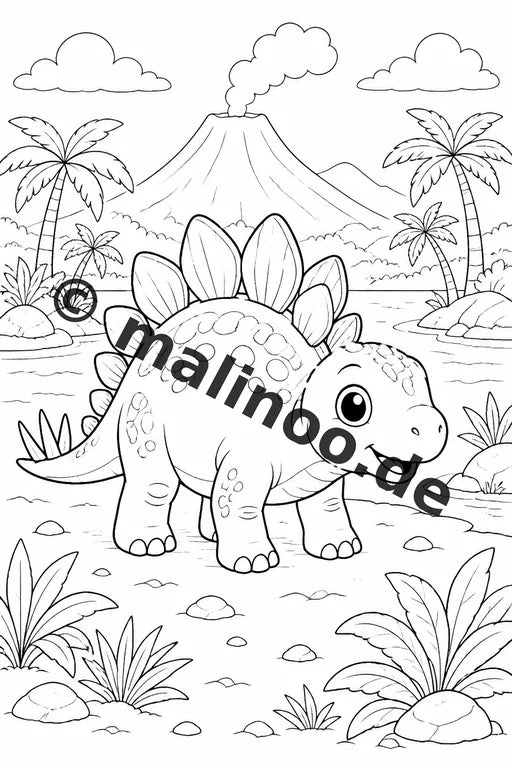 Baby-Dinosaurier Malbuch 20 Ausmalbilder gedruckt, ungebunden – Vorschaubild 5