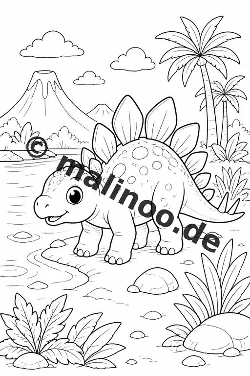 Baby-Dinosaurier Malbuch 20 Ausmalbilder gedruckt, ungebunden – Vorschaubild 5