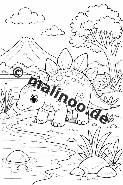 Baby-Dinosaurier Malbuch 20 Ausmalbilder gedruckt, ungebunden – Vorschaubild 5