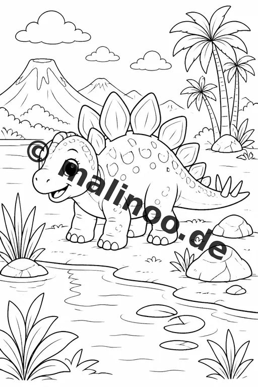 Baby-Dinosaurier Malbuch 20 Ausmalbilder gedruckt, ungebunden – Vorschaubild 5