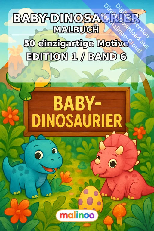 Baby-Dinosaurier Malbuch 50 Ausmalbilder PDF Download digital – Cover