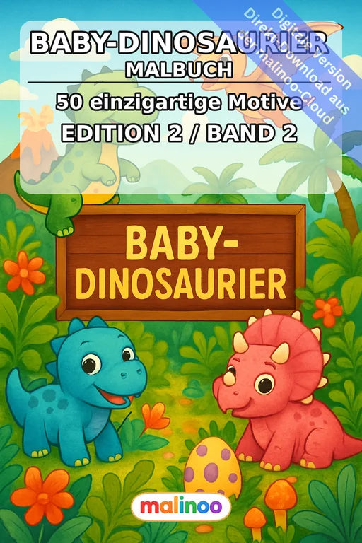 Baby-Dinosaurier Malbuch 50 Ausmalbilder PDF Download digital – Cover