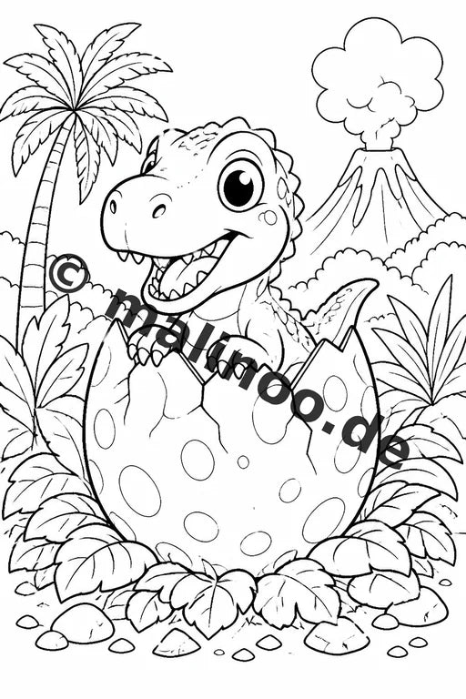 Baby-Dinosaurier Malbuch 50 Ausmalbilder gedruckt, ungebunden – Vorschaubild 1