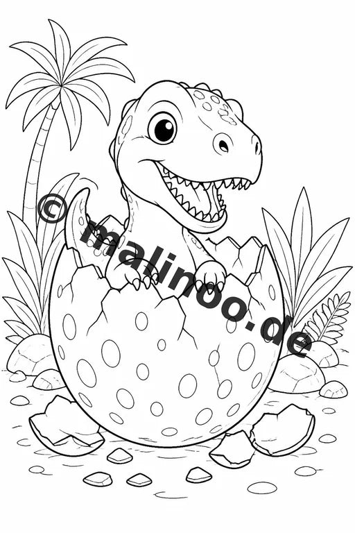 Baby-Dinosaurier Malbuch 50 Ausmalbilder gedruckt, ungebunden – Vorschaubild 1