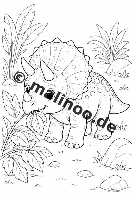 Baby-Dinosaurier Malbuch 50 Ausmalbilder gedruckt, ungebunden – Vorschaubild 3