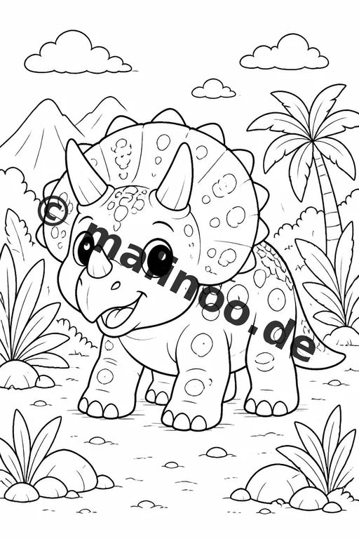 Baby-Dinosaurier Malbuch 50 Ausmalbilder gedruckt, ungebunden – Vorschaubild 4