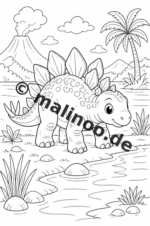 Baby-Dinosaurier Malbuch 50 Ausmalbilder gedruckt, ungebunden – Vorschaubild 5
