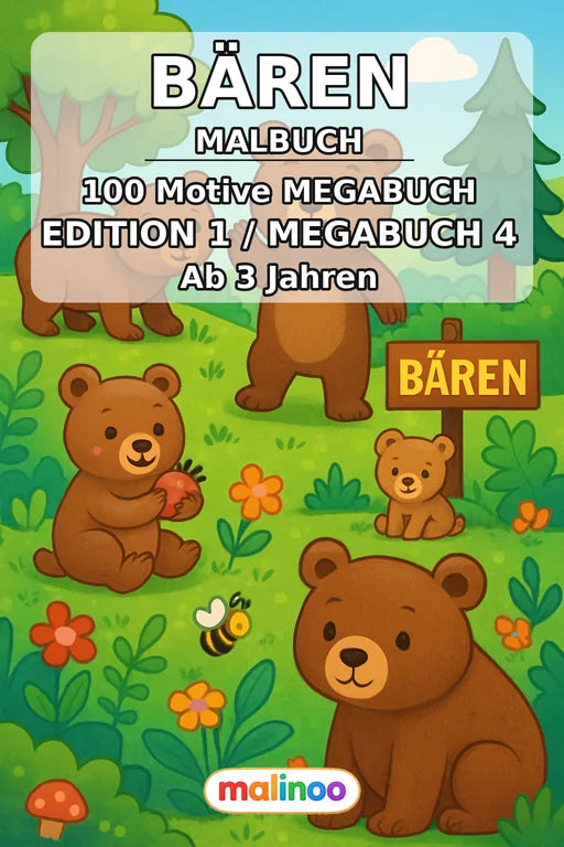 Bären Malbuch 100 Ausmalbilder PDF Download – Cover
