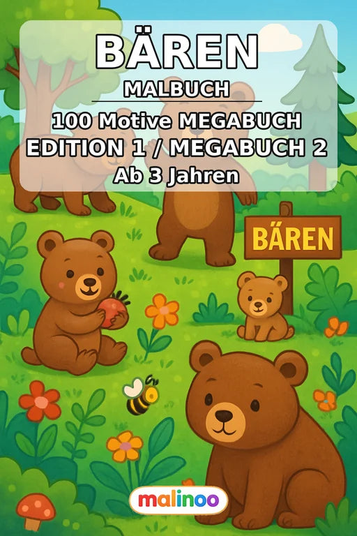 Bären Malbuch 100 Ausmalbilder PDF Download – Cover