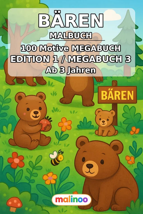 Bären Malbuch 100 Ausmalbilder PDF Download digital – Cover