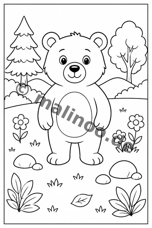 Bären Malbuch 100 Ausmalbilder PDF Download – Vorschaubild 1