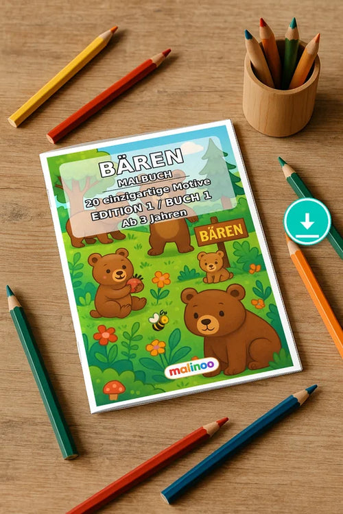 Bären Malbuch 20 Ausmalbilder PDF Download digital – Mockup-Ansicht