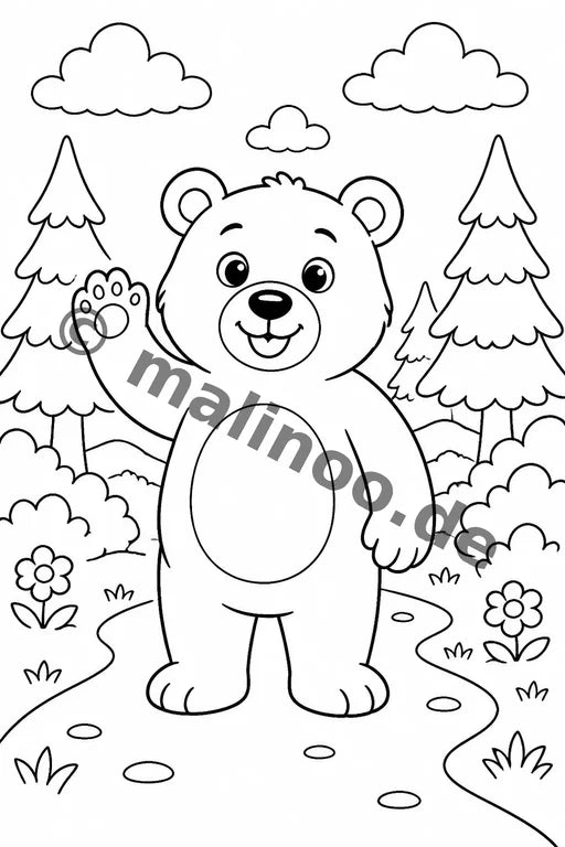 Bären Malbuch 20 Ausmalbilder PDF Download – Vorschaubild 3