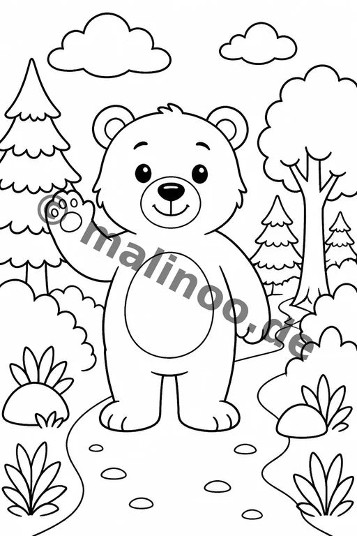 Bären Malbuch 20 Ausmalbilder PDF Download – Vorschaubild 3