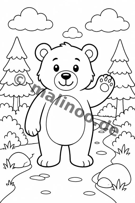 Bären Malbuch 20 Ausmalbilder PDF Download – Vorschaubild 3