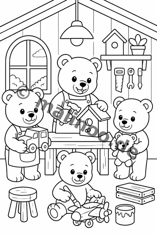 Bären Malbuch 20 Ausmalbilder PDF Download – Vorschaubild 4