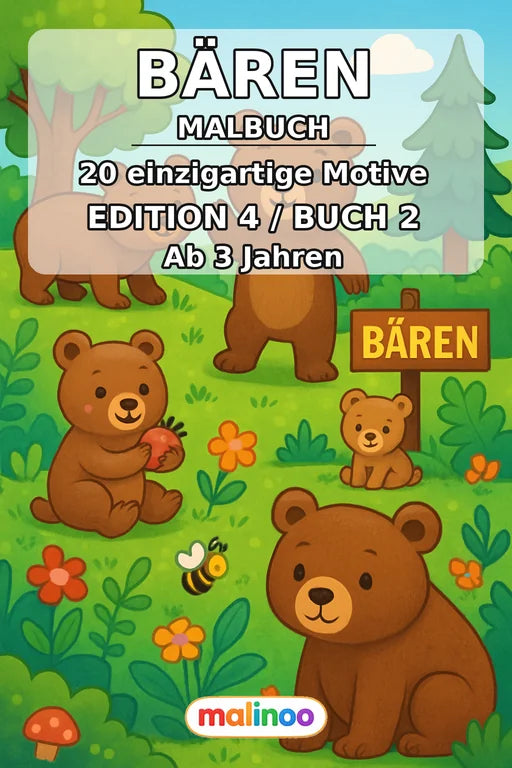 Bären Malbuch 20 Ausmalbilder gedruckt+gebunden – Cover