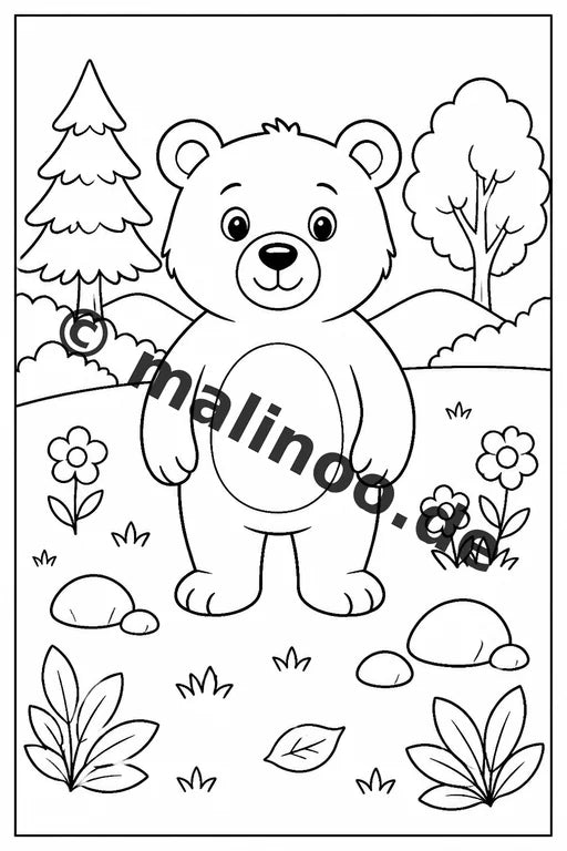 Bären Malbuch 20 Ausmalbilder gedruckt und gebunden – Vorschaubild 1