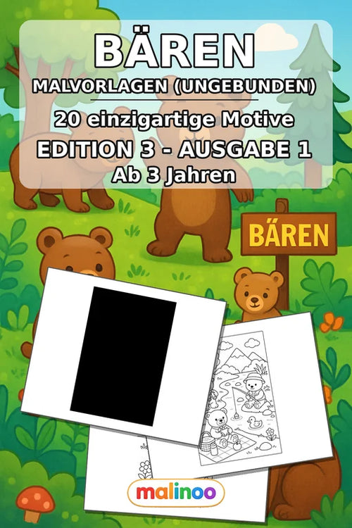 Bären Malbuch 20 Ausmalbilder gedruckt, ungebunden – Cover