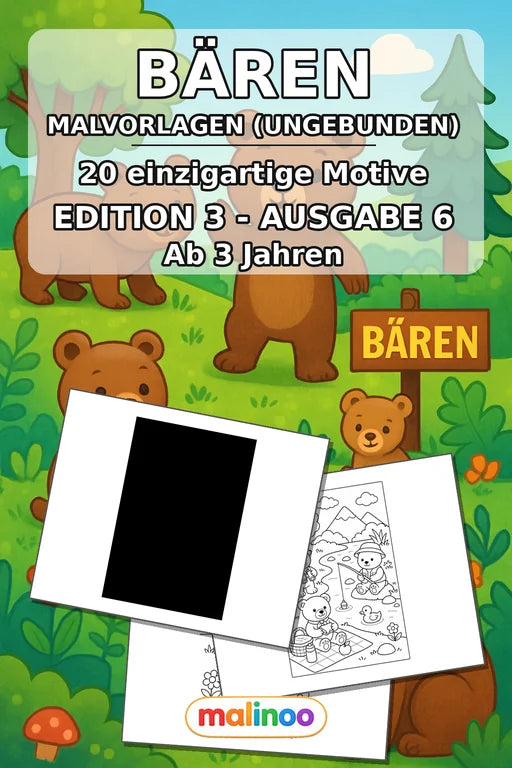Bären Malbuch 20 Ausmalbilder gedruckt+lose – Cover