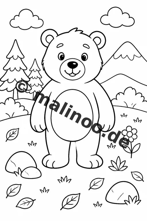 Bären Malbuch 20 Ausmalbilder gedruckt, ungebunden – Vorschaubild 1