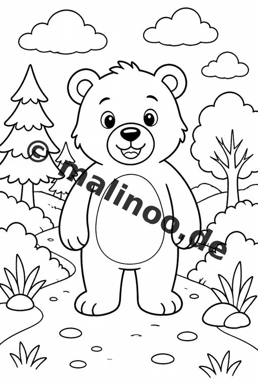 Bären Malbuch 20 Ausmalbilder gedruckt, ungebunden – Vorschaubild 2