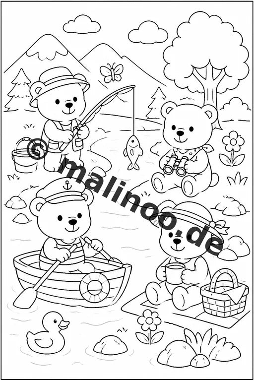 Bären Malbuch 20 Ausmalbilder gedruckt, ungebunden – Vorschaubild 7