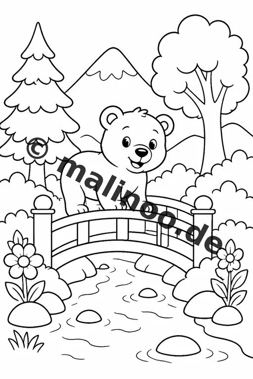 Bären Malbuch 20 Ausmalbilder gedruckt, ungebunden – Vorschaubild 8