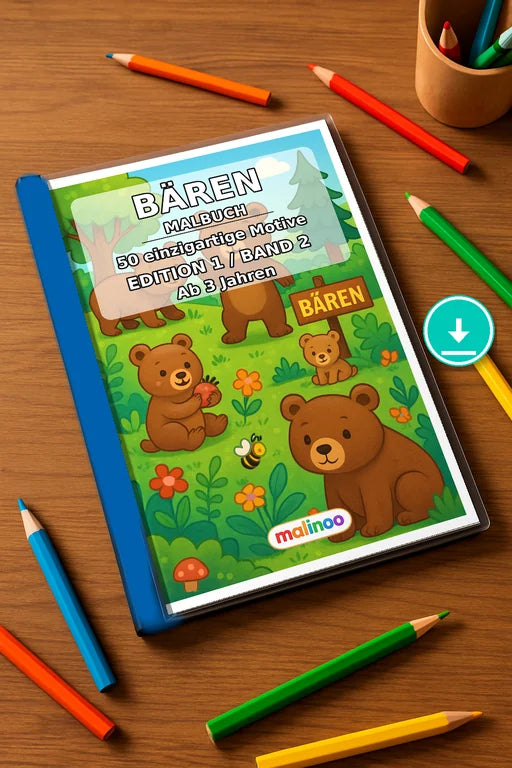 Bären Malbuch 50 Ausmalbilder PDF Download – Mockup-Ansicht