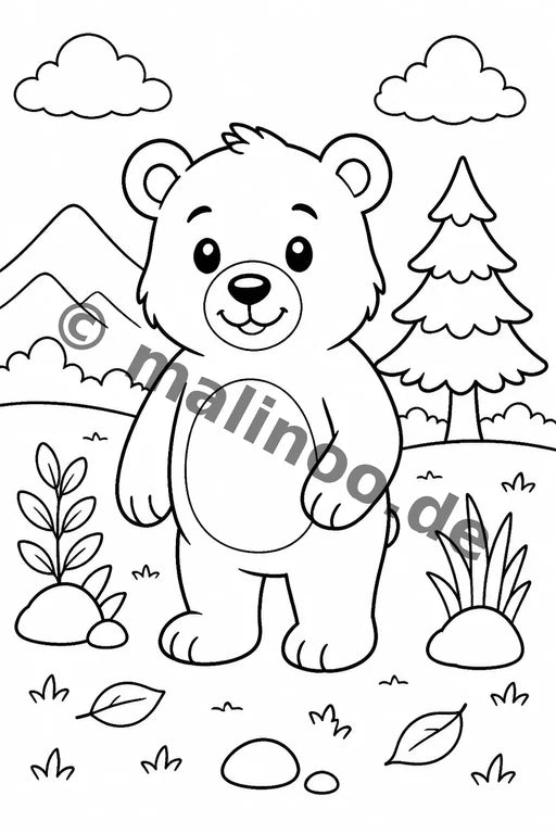 Bären Malbuch 50 Ausmalbilder gedruckt+gebunden – Vorschaubild 1