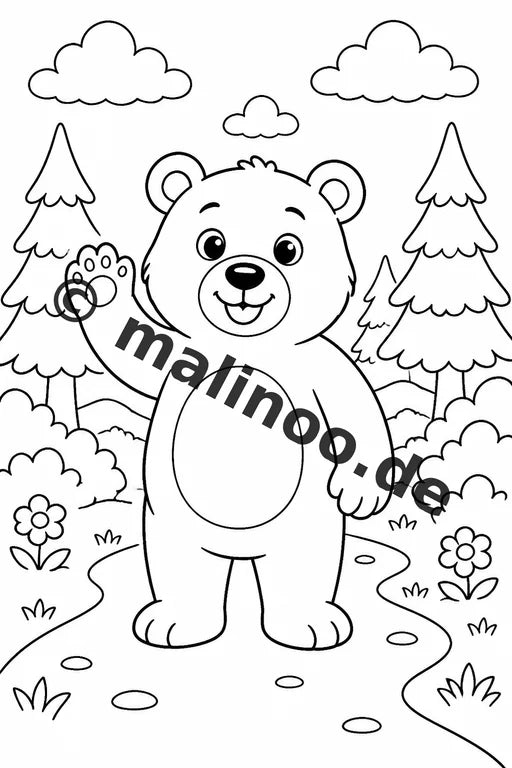 Bären Malbuch 50 Ausmalbilder gedruckt, ungebunden – Vorschaubild 2