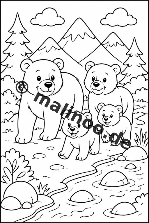 Bären Malbuch 50 Ausmalbilder gedruckt, ungebunden – Vorschaubild 6