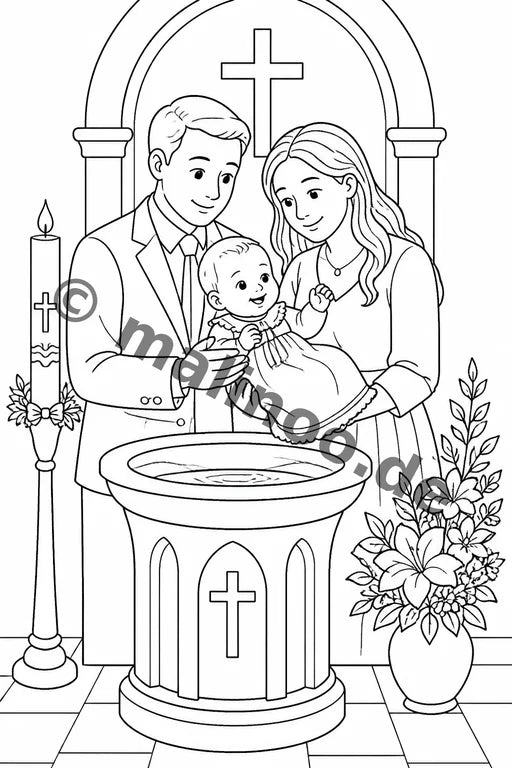 Baptism Coloring Book 100 Coloring Pages PDF Download – Vorschaubild 1