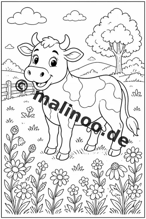 Bauernhof Malbuch 100 Ausmalbilder gedruckt und gebunden – Vorschaubild 1