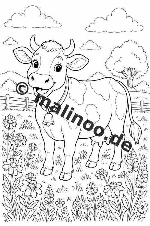 Bauernhof Malbuch 100 Ausmalbilder gedruckt und gebunden – Vorschaubild 1