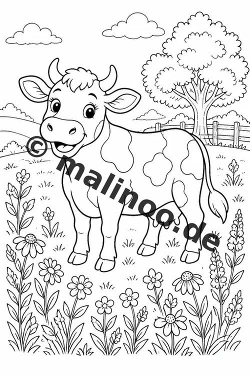 Bauernhof Malbuch 100 Ausmalbilder gedruckt und gebunden – Vorschaubild 1